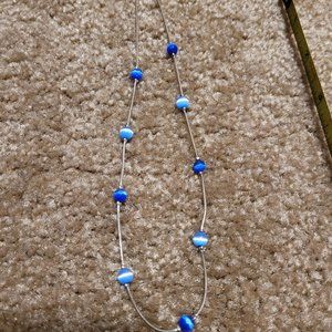 Vintage Express brand necklace, blue glass beads